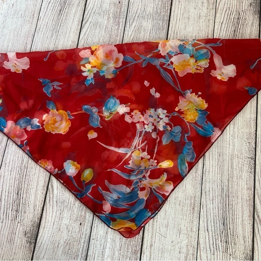 Vintage Floral Nylon Square Scarf